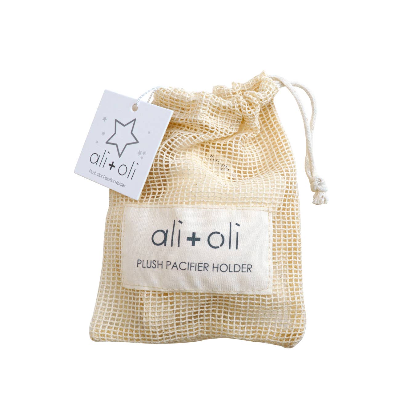 Plush Star Pacifier Holder | Muslin Ivory