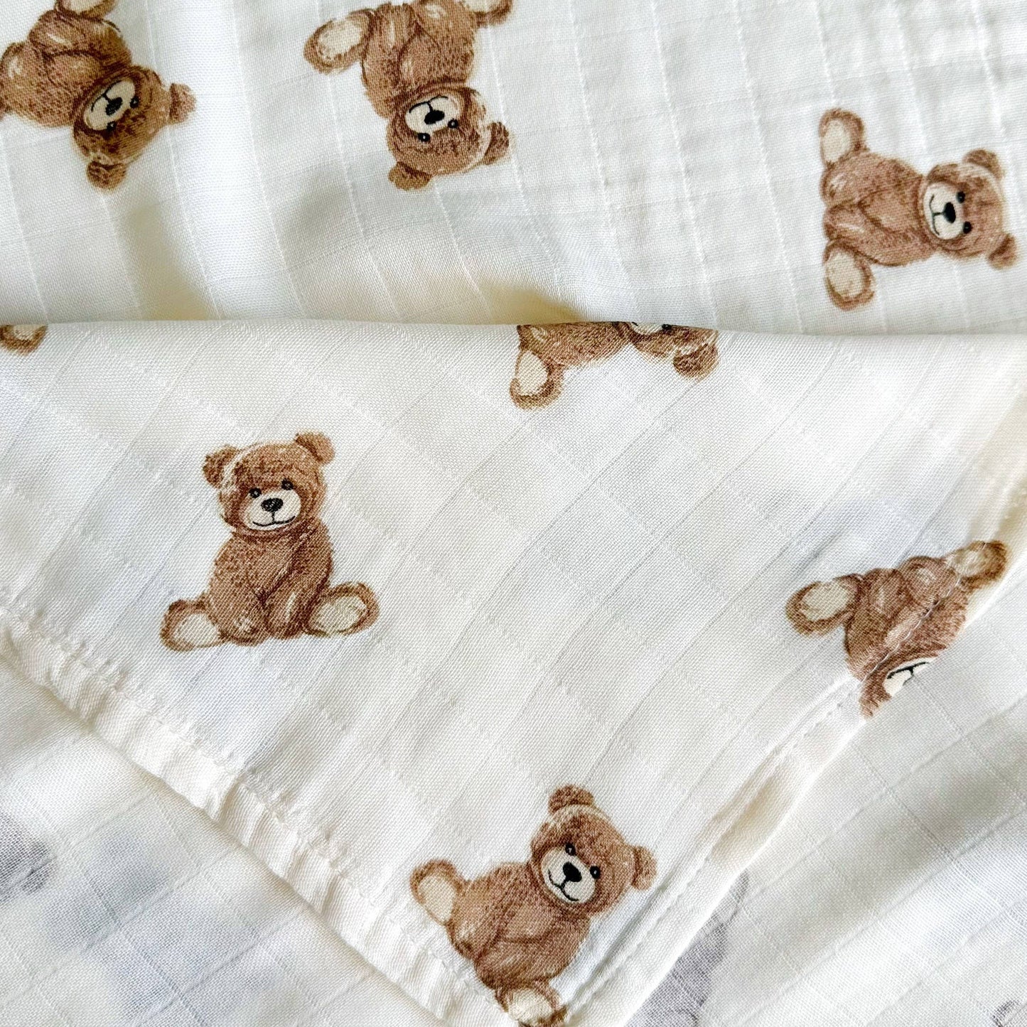 Bamboo Muslin Swaddle Blanket | Teddy Bear