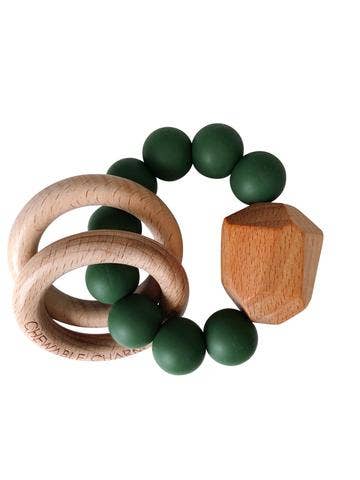 Hayes Silicone + Wood Teether Ring | Kale