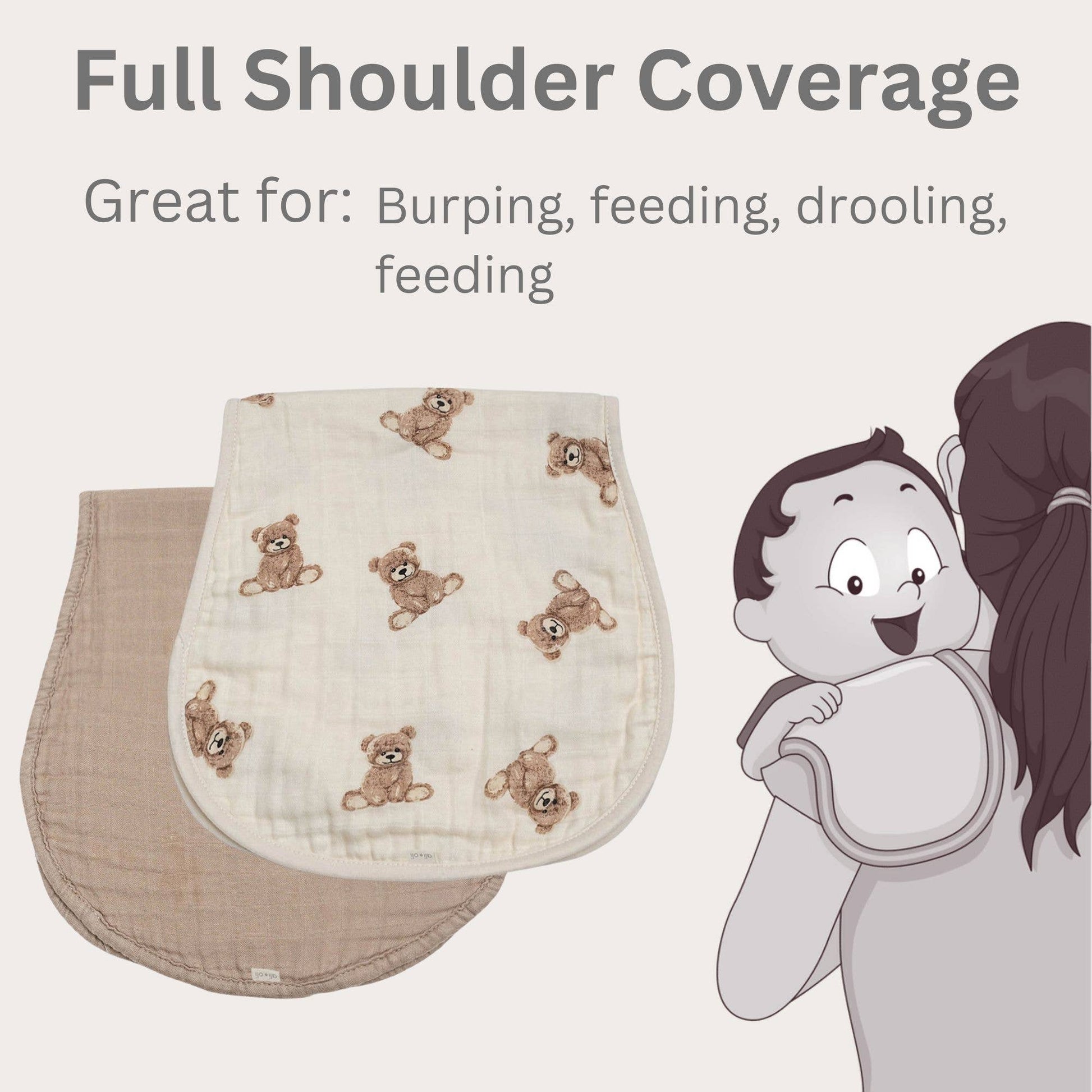 Bamboo Muslin Burp Cloth Set 2 - Pack | Teddy/Taupe - Afternoon Lark