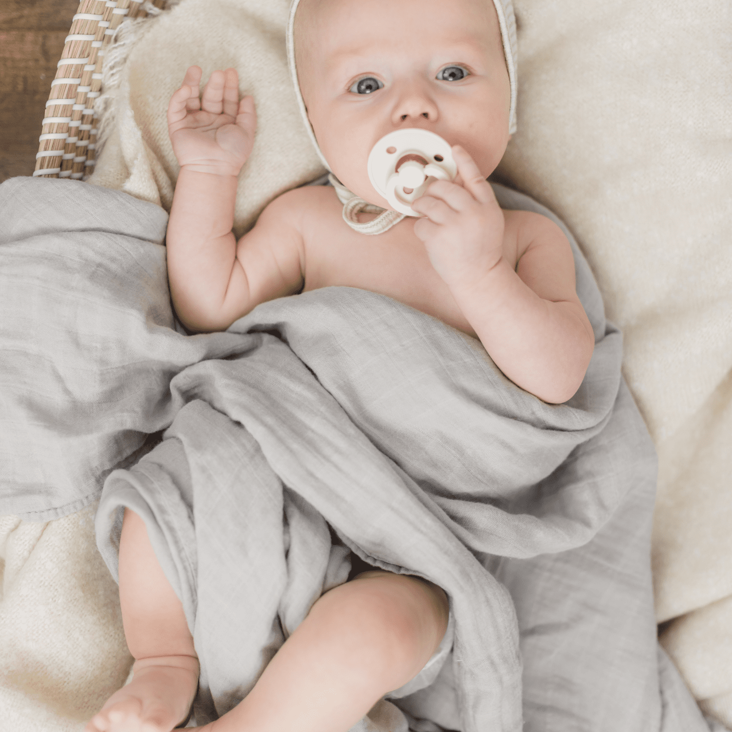Bamboo Muslin Swaddle Blanket | Light Grey - Afternoon Lark