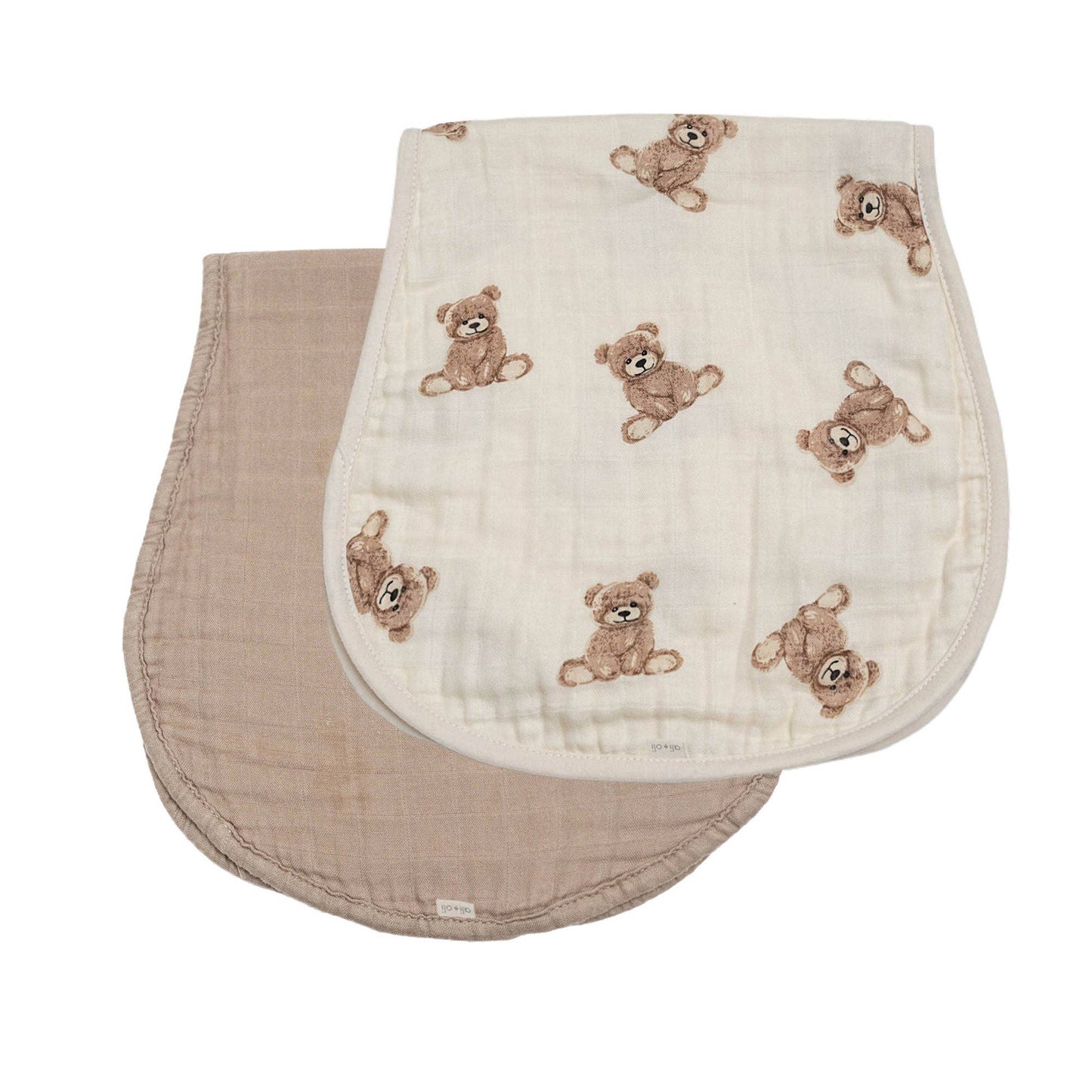 Bamboo Muslin Burp Cloth Set 2-Pack | Teddy/Taupe
