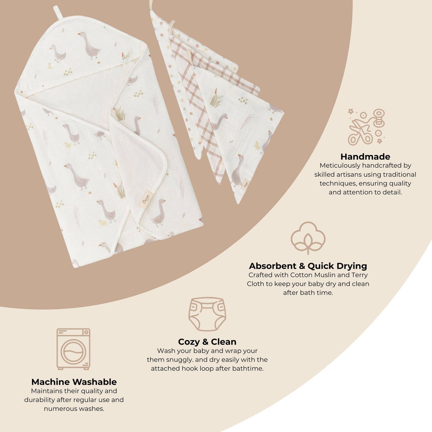 Charlie Farmhouse Goose HT/Wash Cloth Set - Afternoon Lark