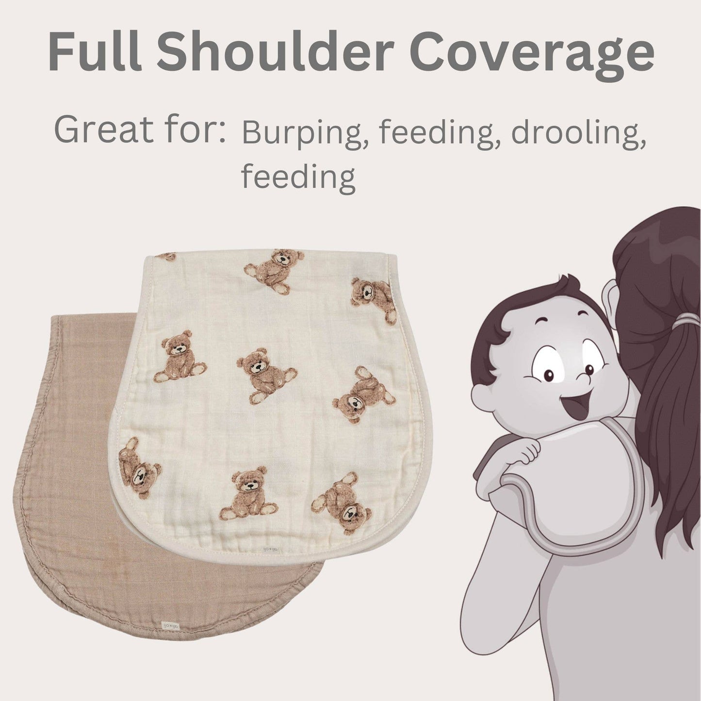 Bamboo Muslin Burp Cloth Set 2-Pack | Teddy/Taupe