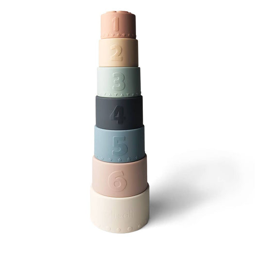 Large Soft Silicone Stacking Cups - Afternoon Lark
