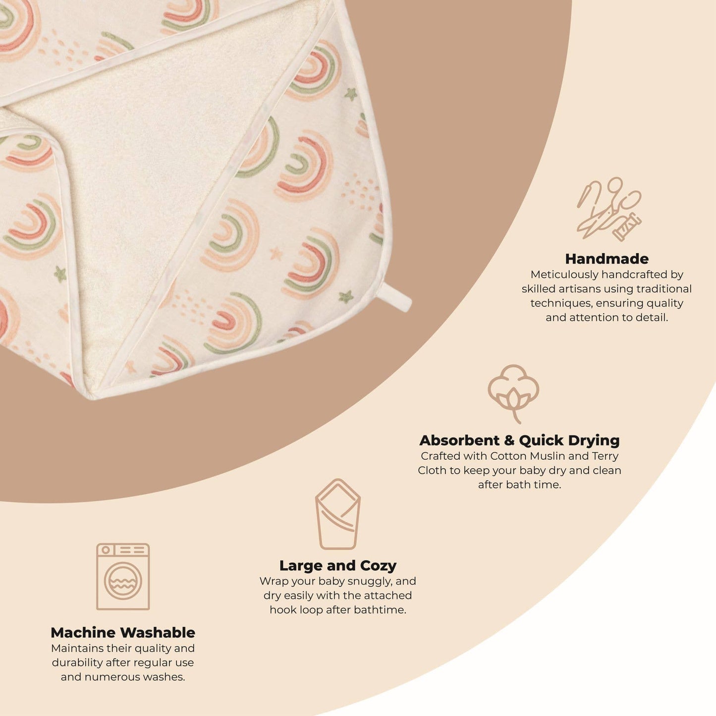 Parker Baby Hooded Towel | Rainbow - Afternoon Lark