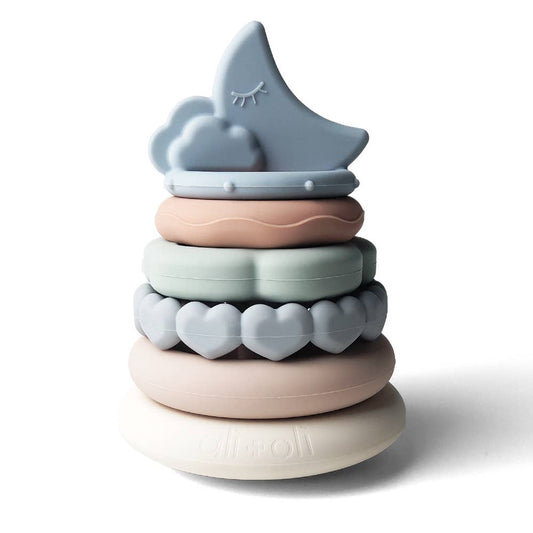 Soft Silicone Stacking Ring Tower (6 - pc) Moon - Afternoon Lark